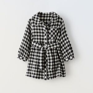 ZARA Textured Gingham Dress